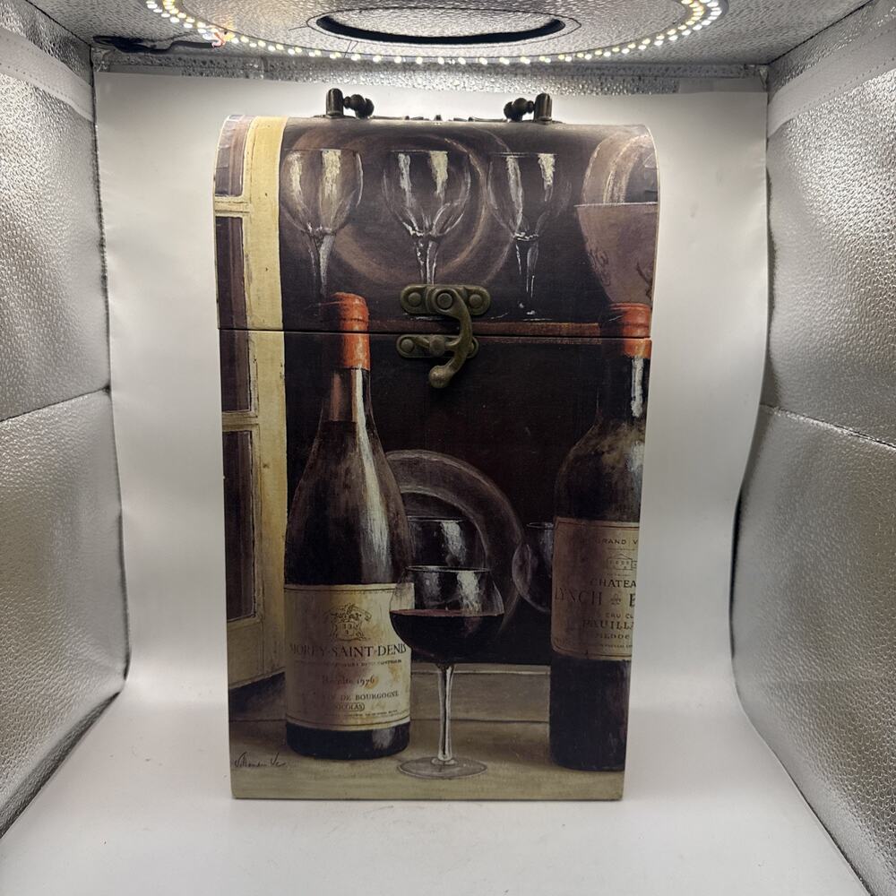 HARD CASE WINE BOX/CARRIER Holds 2 Bottles Tri-Coastal Design, Vintage 2001 #